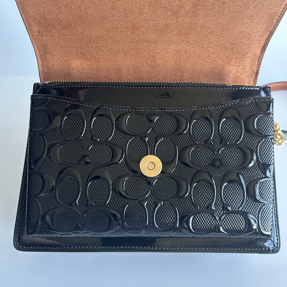 Coach Klare Crossbody Black Signature Patent Leather Bag CV397 - Picture 5 of 11